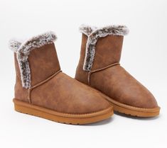 No sunny vacay on the horizon? Escape the chilly chill in these deliciously soft, memory foam-padded mini boots. From Lamo. Outdoor Boots With Faux Fur Lining, Winter Mid-calf Boots With Lug Sole And Medium Width, Casual Brown Faux Fur Boots, Outdoor Lace-up Boots With Faux Fur Lining, Shearling Lace-up Boots For Outdoor, Mini Boots, On The Horizon, The Horizon, Winter Boot