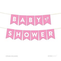 Need a unique girl baby shower pink baby shower banner idea? These party banners are the simplest way to add instant affordable dcor to any party celebration. Our colorful and unique party banner is made from quality cardstock to add a fun custom touch to your party theme celebration. Avoid the hassle and costly expense of trying to make your own printable party banner on poor quality paper. This DIY party banner kit has everything you need to assemble the perfect party theme. Each party banner Diy Party Banner, Pink Party Supplies, Pennant Garland, Banners Buntings, Baby Shower Banner, Party Banners, Pink Parties, Pink Baby Shower, Girl Baby Shower