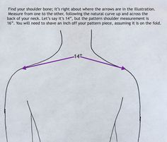 the back view of a person's body with measurements for each part of it