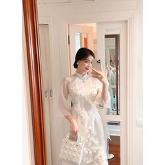 Hello , thanks for visiting my shop Brand New High Quality Vietnamese Ao Dai. Ao Dai for women 40-77 kgs Ao Dai full set ( dress + pants) *These are Asian size <>US Petite size .Please order 1,2 size bigger to your normal size Full size XS/ S/ M/ L/ XL/ 2XL/ 3XL. S: burst 33in - waist 26in -length 55 in M: burst 35in -waist 28in -length 55 in L: burst 37in -waist 30in -length 55 in XL: burst 39in -waist 32in -length 55 in XXL: burst 41in -waist 34in -length 55 in 3XL: burst 43in -waist 36in -len Feminine White A-line Dress, Elegant Beige Dress With Stand Collar, Long Beige Dress For Spring, Beige Long Dress For Spring, Long Beige Spring Dress, White Knee-length Midi Dress For Spring, White Mid-length Party Dress, White Long Midi Dress For Spring, White Midi Dress For Spring