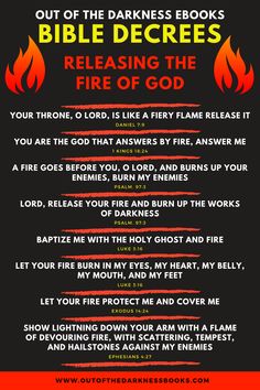 a poster with the words bible depresss releasing the fire of god