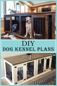 large wooden dog kennel diy plans Wooden Dog Kennels Diy, Two Dog Kennel Furniture, Dog Kennel Building Plans, Diy Custom Dog Kennel, Entryway Dog Kennel, Interior Dog Kennel Ideas, Entertainment Center Dog Kennel, Diy Dog House Indoor Living Rooms