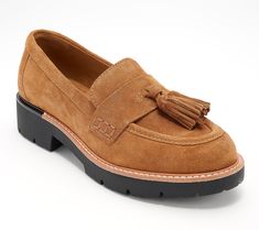 Crafted in rich suede with preppy styling and a just-chunky-enough lug sole, these loafers take you full steam into fall and winter. From Earth Brands Footwear. Loafers Style, Lug Sole, Leather Slip Ons, Fall And Winter, Steam, Fashion Shoes, Leather Upper, Oxford, Loafers