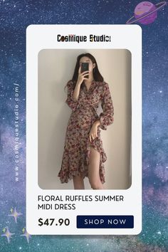 FLORAL RUFFLES SUMMER MIDI DRESS Grunge Kawaii, Aesthetic Egirl, Summer Midi Dress, Boho Midi Dress, Ruffle Midi Dress