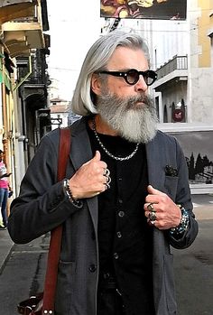 Old Man With Beard, Men Hipster, Mens Sterling Silver Jewelry, Long Beard, Grandpa Style, Grey Beards, Silver Foxes