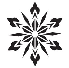 four snowflakes are shown in black and white, with stars on each side