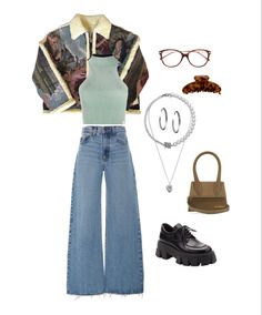 Artsy Outfit Aesthetic Men, Reply 1988 Outfit Ideas, Band Member Outfits, Sugarland Concert Outfit, Enfp Aesthetic Outfit, Trendy Concert Outfits, Lesbian Fashion Feminine, Vintage Outfits 80s, Retro Summer Outfits