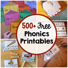 this is a collage of pictures with the words phonics printables