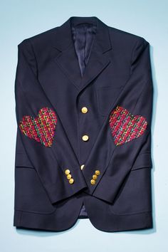 Upcycle Blazer, Heart Applique, Upcycle Sewing, Blazer Designs, Tweed Fabric, Teen Vogue, Blazer Fashion, Upcycle Clothes