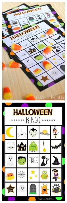 a printable halloween bingo game for kids to play on the table with pumpkins and bats