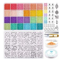 the craft kit includes beads, scissors and glues