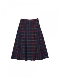 SIZE: label says 8 ExLong (UK), corresponds to US 4, EU 36, general size S.  COLORS: navy blue.  MATERIAL: 100% wool.  FEATURES: this vintage Burberry wool skirt in navy blue classic tartan plaid pattern is fully lined with viscose lining, cut in A-shape and has large pleats down the hips. Fastens with invisible zipper and a hook and eye fastening on the side. Create a polished look by pairing this skirt with a timeless wrap around blouse, or elevate your outfit with a sophisticated button-up ca Classic Navy Lined Skirt, Blue Formal Skirt For Fall, Burberry Vintage, Vintage Burberry, Wool Skirts, Pleated Midi Skirt, Tartan Plaid, Vintage Wool, Polished Look