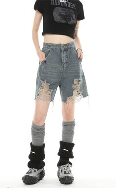 Embrace the effortless cool with our Distressed Denim Bermuda Straight-Leg Shorts, a must-have staple for your summer wardrobe.
Crafted from quality denim fabric, these high-waisted shorts offer a loose, straight fit that contours comfortably to your shape. The unique distressed detailing adds a touch of edgy flair, while the conventional thickness ensures day-long comfort and durability.
Pair these versatile shorts with a tucked-in graphic tee and sneakers for a casual day out, or elevate your