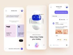 Kohaku Bot - Mobile App by Tran Mau Tri Tam ✪ for UI8 on Dribbble Chat Bot Ui Design, Chatbot Ui Design, Chat App Ui, Chatbot App, Dashboard Mobile, Event App, App Interface Design, Mobile Web Design