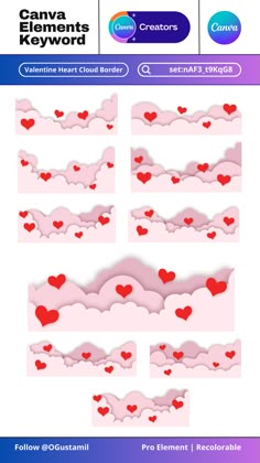 valentine's day background with hearts in the clouds - miscellaneous objects / textures for photoshop