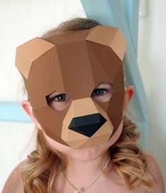 You can make your own half-mask bear kids for the holiday! DIY paper craft projects to create a polygonal shape of sculpture. It is a paper three-dimensional sculpture, which can be cut, bent, and glued together. It can be placed as art or decoration. It looks really wonderful and modern in your place. Difficulty level: easy (you need about 1-2 hours) Paper Crafts: Mask Use paper: A4 paper for paper 180-250 g / m2 Template (PDF): 4 sheets of 8 pieces If you are unhappy with your purchase, write to me before you leave negative feedback. Thank you for understanding! Animals Mask, Origami Koi Fish, Paper Mask Diy, Paper Sculpture Diy, Low Poly Mask, Sculpture Diy, Bear Mask, Felt Mask, Birthday Photo Props