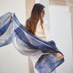 Auro Navy Scarf has a beautiful translucent appeal , created by the natural texture of linen which is beautifully handwoven in unique pattern to make the undyed ( white portion ) stand out. Classic in appeal , this piece is a timeless accessory. The dyes used are 100% certified Eco Friendly Swiss dyes making this piece completely biodegradable in nature.Soft in hand feel this light weight translucent scarf is easy to blend in with most outfits and perfect gift or personal wear accessory for indo Scarf Photography, Navy Scarf, Black Silk Scarf, Felt Pouch, Linen Scarf, Hooded Baby Towel, Cotton Pouch, Linen Scarves, Navy Linen