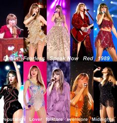 many pictures of taylor swift performing at the 1989 brity fearlesss speak now red tour