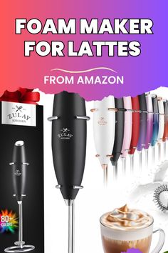 an advertisement for foam maker for latties with the words from amazon on it