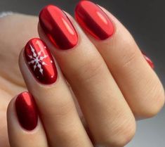 Red Chrome Nails, Red Chrome, Chrome Nails Designs, Red Manicure, Red Nail, Xmas Nails