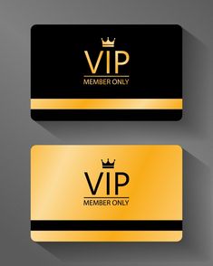 two gold and black business cards with the words,'member only'on them