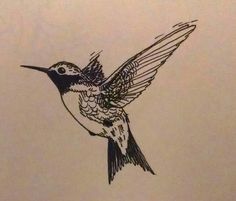 a drawing of a hummingbird flying in the sky