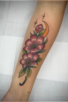 #flowers #floral #tattoosforwomen #tattooidea #purple #moon #stars #neotraditional Neotraditional Flowers, Purple Moon, Flowers Tattoo, Different Artists, Neo Traditional, Moon Stars, Flower Tattoos, Tattoo Idea, Tattoos For Women