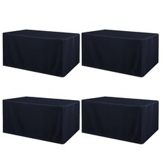 four black tablecloths on top of each other in front of a white background