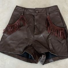 Super Cute Shorts From Kittenish. Size Xs New Trendy Brown Shorts For Night Out, Casual Brown Shorts For Night Out, Cockroach Costume, Leather Shorts, Cute Shorts, Vegan Leather, Super Cute, Womens Shorts, Leather