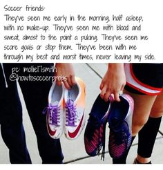 two people standing next to each other with shoes on their feet and the caption reads, soccer friends they've seen early in the morning