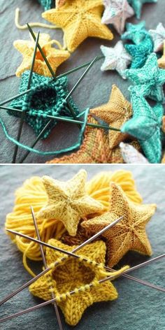 crocheted stars are being used to make pincuss