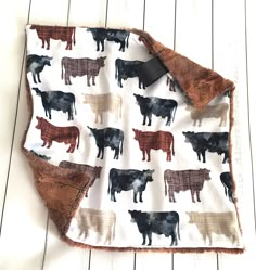 Western Sewing Projects, Til The Cows Come Home Nursery, Highland Cow Lovey, Cow Themed Nursery Zazzle, Cow Print Baby Blanket, Cow Lovie Blanket, Brown Blanket, Baby Security Blanket