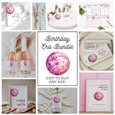 a collage of photos with the words, birthday fra bundle and other items on it