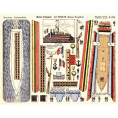 an old paper model of a boat and other items