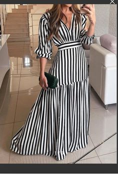 Luxury Striped Maxi Dress For Summer, Short Teen Dresses, Striped V-neck Maxi Dress For Party, Classy Maxi Dress, Chic Striped A-line Maxi Dress, Striped Fitted A-line Maxi Dress, Striped V-neck Maxi Dress For Daywear, Sundresses Women, Dresses Ladies