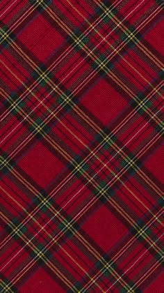 a red plaid fabric with green and yellow stripes