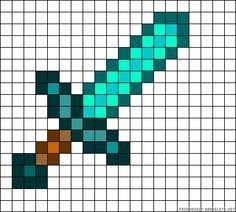 Minceaft sword برق بنزين, Perler Beads Ideas, Pearl Beads Pattern, Minecraft Pixel Art, Diy Perler Beads