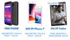 three different cell phones are on sale for $ 4, 99 and free iphone 7