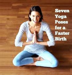 a woman sitting in a yoga pose on the floor with her hands together and looking at the camera