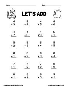 an addition worksheet with the words let's add