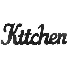 the word kitchen written in black on a white background