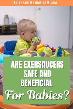 a baby sitting in a high chair with the words are baby exersaucers really worth it?