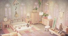 a doll house bedroom with furniture and decor