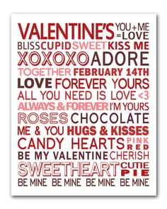 valentine's day card with words written in red