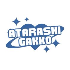 the logo for atrashi gawko, which is also in blue and white