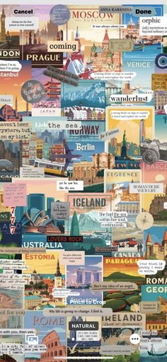 a collage of different cities and their names