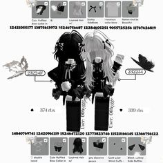 an info sheet showing the different types of clothing and accessories for anime character characters, from female to male