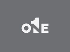 the one logo is shown in white on a gray background with black and white lettering