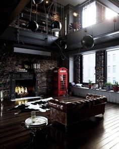 a living room filled with furniture and a fire hydrant in the middle of it