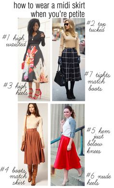 how to wear a midi skirt when you're petite Midi Skirt Outfit Petite, Petite Office Wear, How To Wear Midi Skirt, How To Wear Skirts In Winter, Shoes To Wear With Skirts, Outfit Petite Women, Midi Skirt Outfit Spring, Shoes For Petite Women, Petite Tips